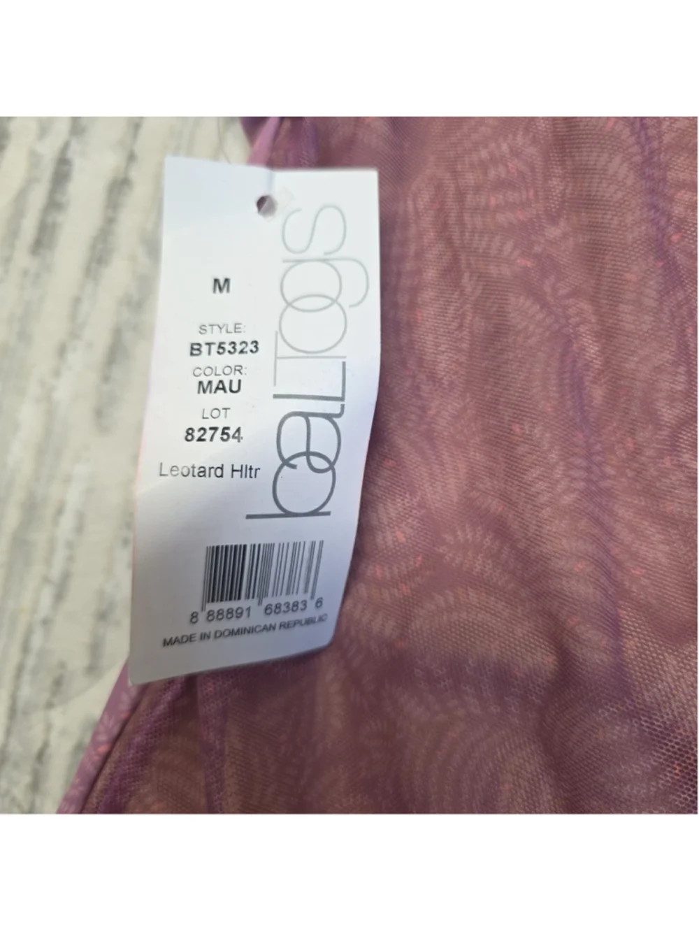 Baltogs Mauve Fern Shirred Mesh Halter Leotard Women's Sz M NEW